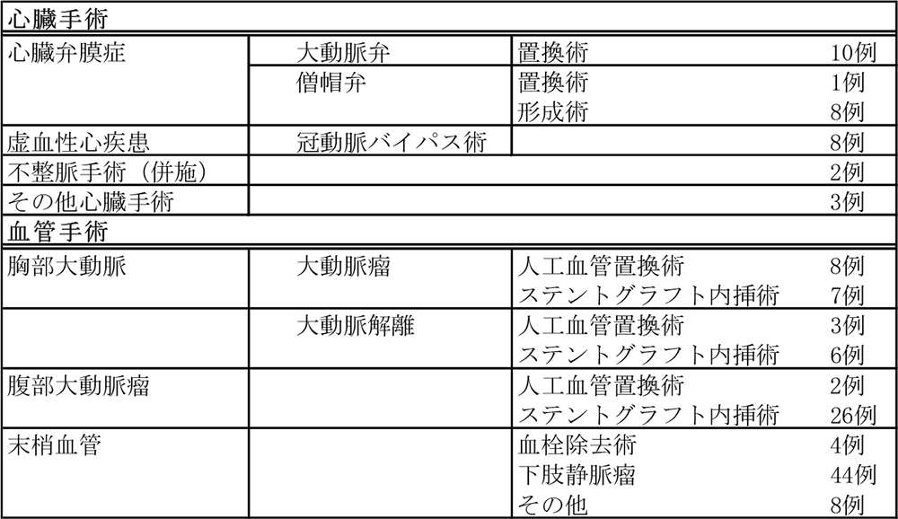 心臓血管外科2024年診療実績